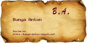 Bunya Anton névjegykártya